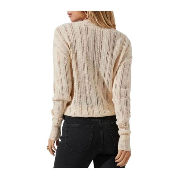 ASTR The Label Pointelle Faux Wrap Sweater – Cream, Size Large, NWT - Picture 2 of 2